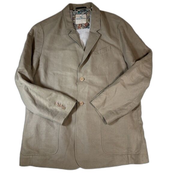 Tommy Bahama Sports Coat Blazer Jacket Linen Tencel Mens Size XL Beige Tan - Picture 1 of 12
